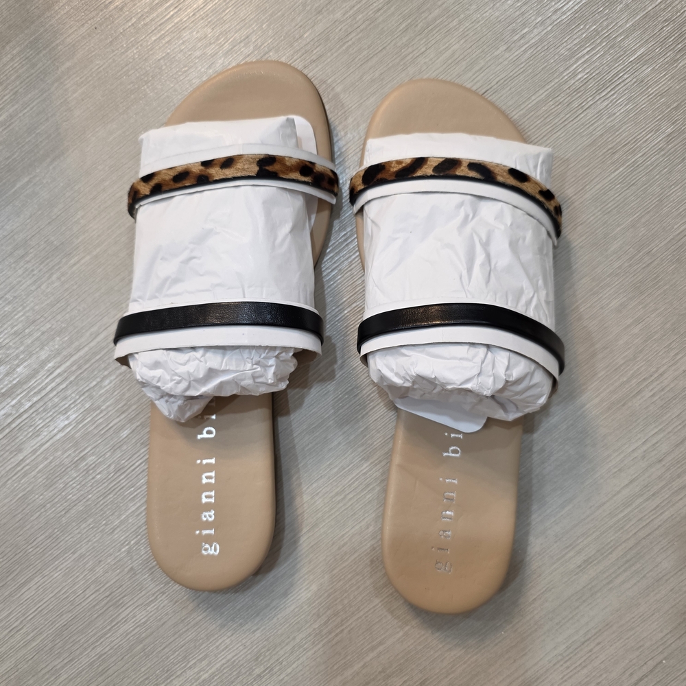 Gianni Bini Leopard and Black Slide Sandals - Picture 2 of 3